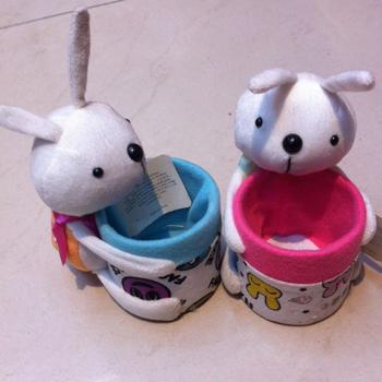 Plush pen barrel students trade pen rabbit pencil vase
