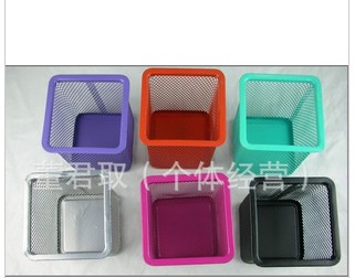 High quality round iron mesh spray rust-proof metal Pencil Cup round pen pencil vase stationery storage boxes