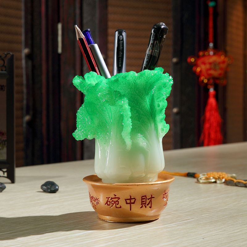 Lucky Cabbage Desk Pencil Vase Decoration Chinese Style Home Creative Retro Ornament Gift Teacher&#039;s Day Gift
