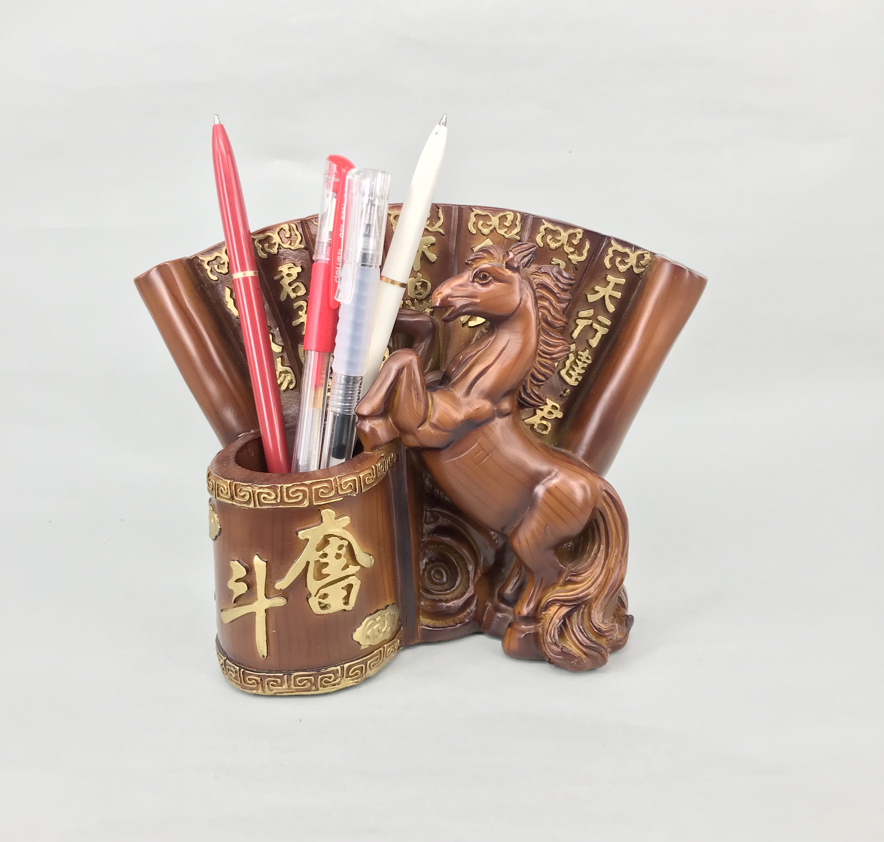 Resin Horse Pencil Vase Decoration Office Study Home Decoration Technology Gift Decoration High-End Business Gifts
