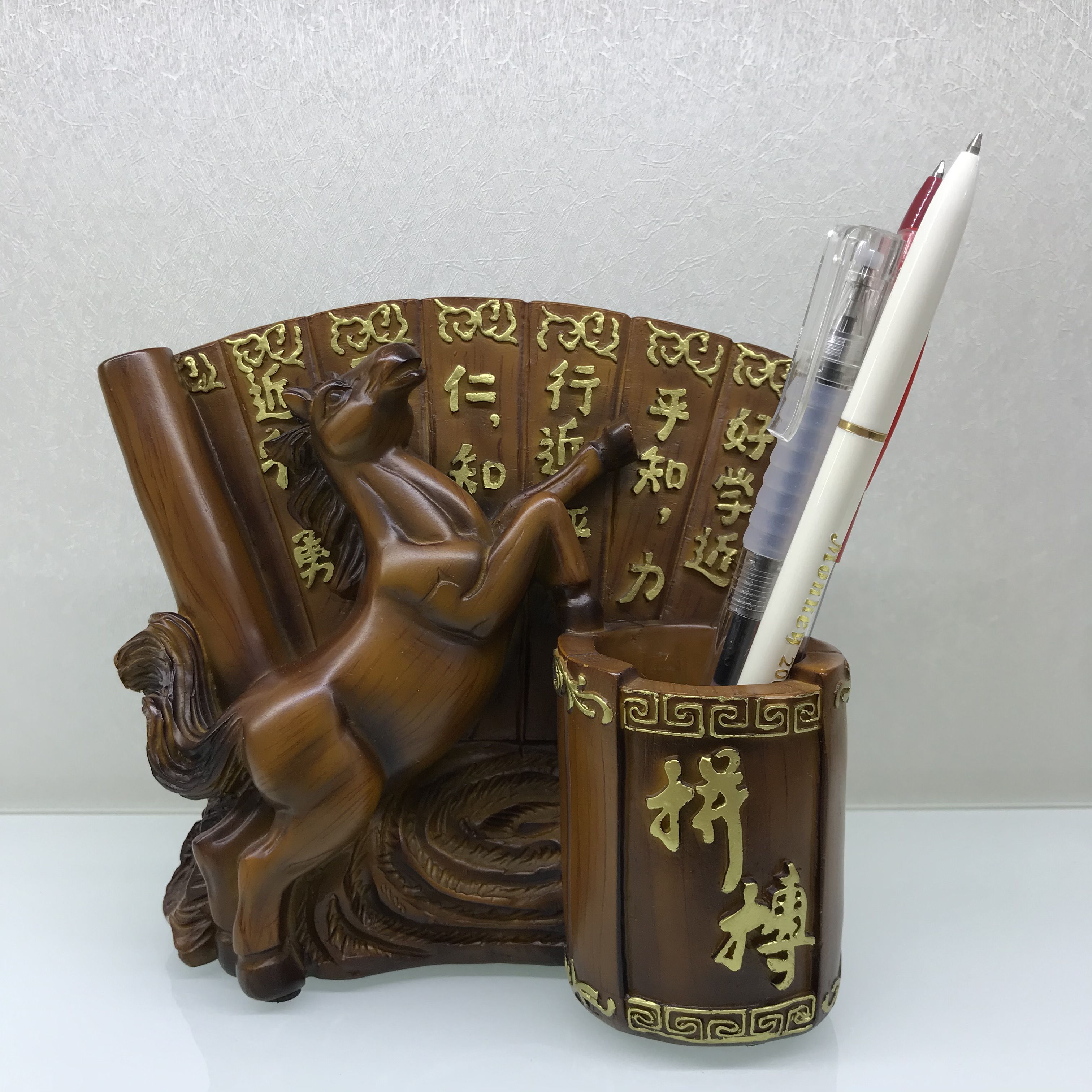 Resin Horse Pencil Vase Decoration Office Study Home Decoration Technology Gift Decoration High-End Business Gifts
