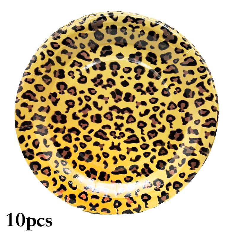 Zoo Theme Party Decoration Leopard Print Wild Party Paper Tray Paper Cup Paper Towel Tiger Print Animal Skin Print
