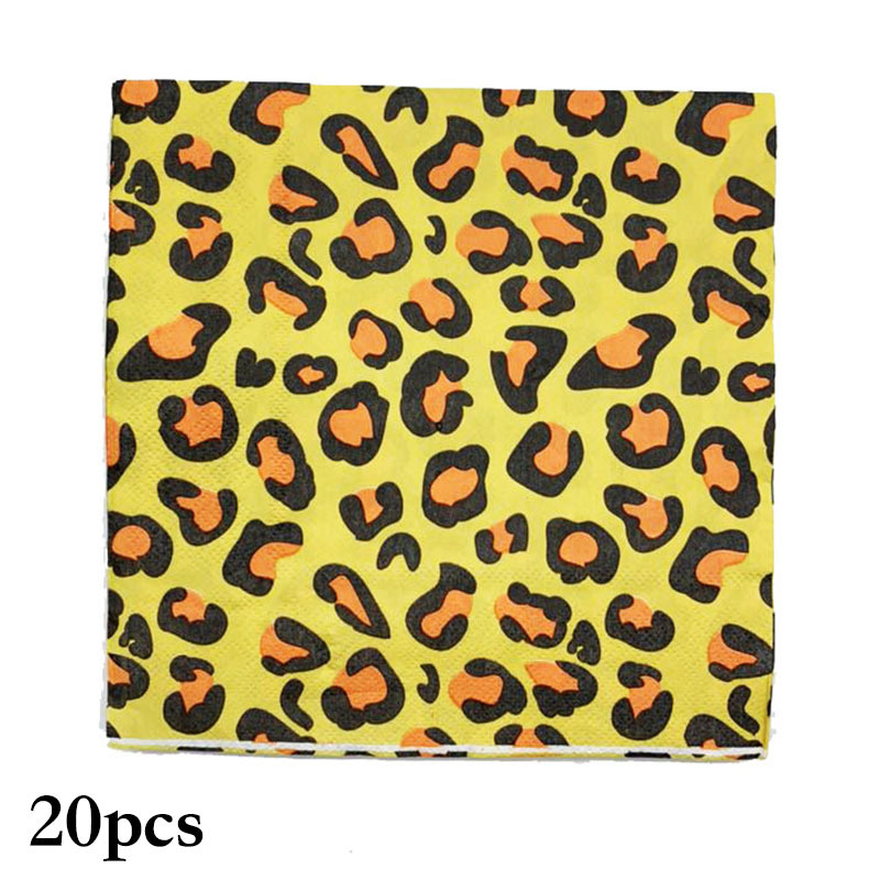 Zoo Theme Party Decoration Leopard Print Wild Party Paper Tray Paper Cup Paper Towel Tiger Print Animal Skin Print