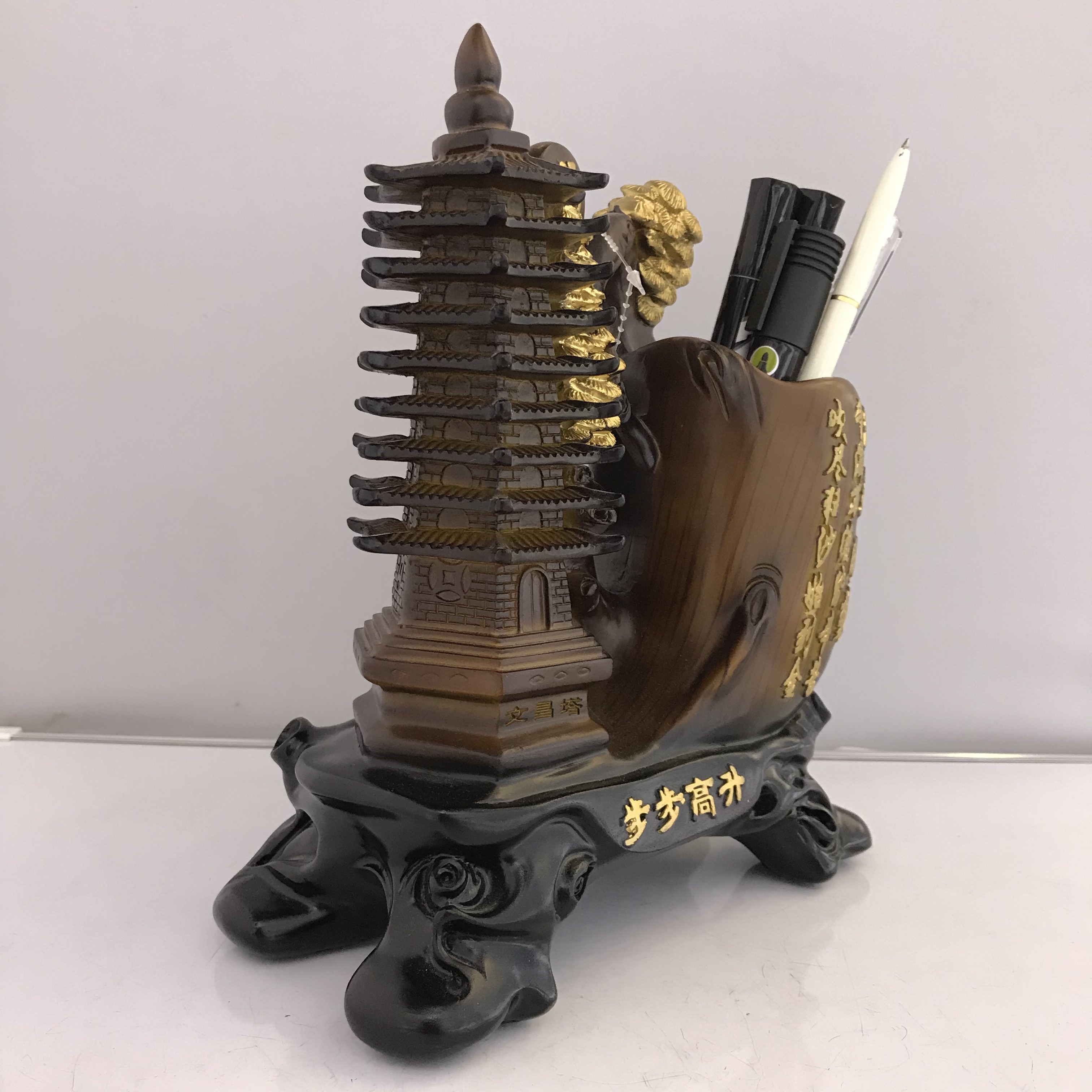 Resin Crafts Wenchang Tower Pencil Vase Decoration Office Study Table Decoration Decoration Teacher's Day Gift Resin Crafts Wenchang Tower Pencil Vase Decoration Office Study Table Decoration Decoration Teacher's Day Gift