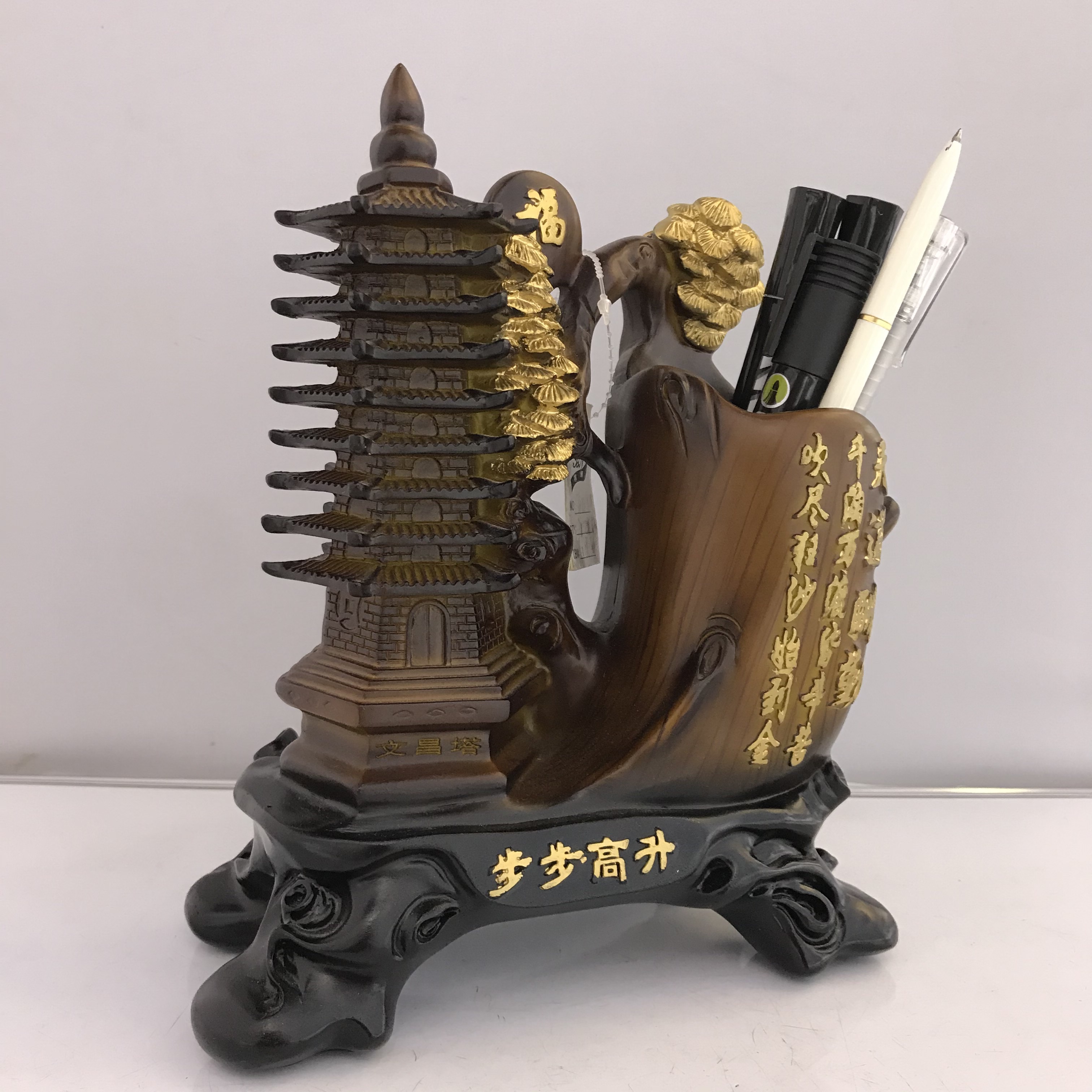 Resin Crafts Wenchang Tower Pencil Vase Decoration Office Study Table Decoration Decoration Teacher's Day Gift Resin Crafts Wenchang Tower Pencil Vase Decoration Office Study Table Decoration Decoration Teacher's Day Gift