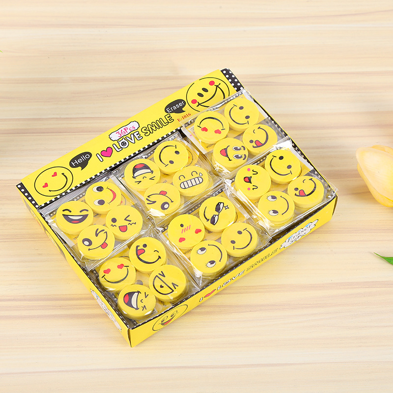 Korean cartoon smiling face eraser primary school student supplies lovely expression eraser birthday prize Korean cartoon smiling face eraser primary school student supplies lovely expression eraser birthday prize