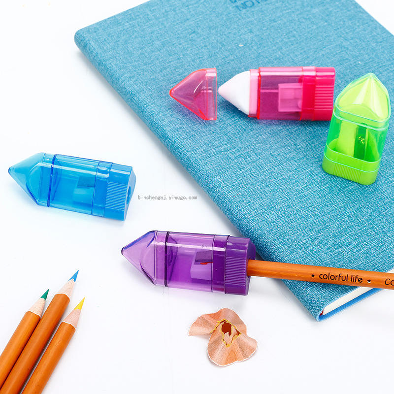 Pencil Pencil Sharpener Eraser 2-in-1 Student Pencil Sharpener Office Pencil Sharpener Stationery Wholesale
