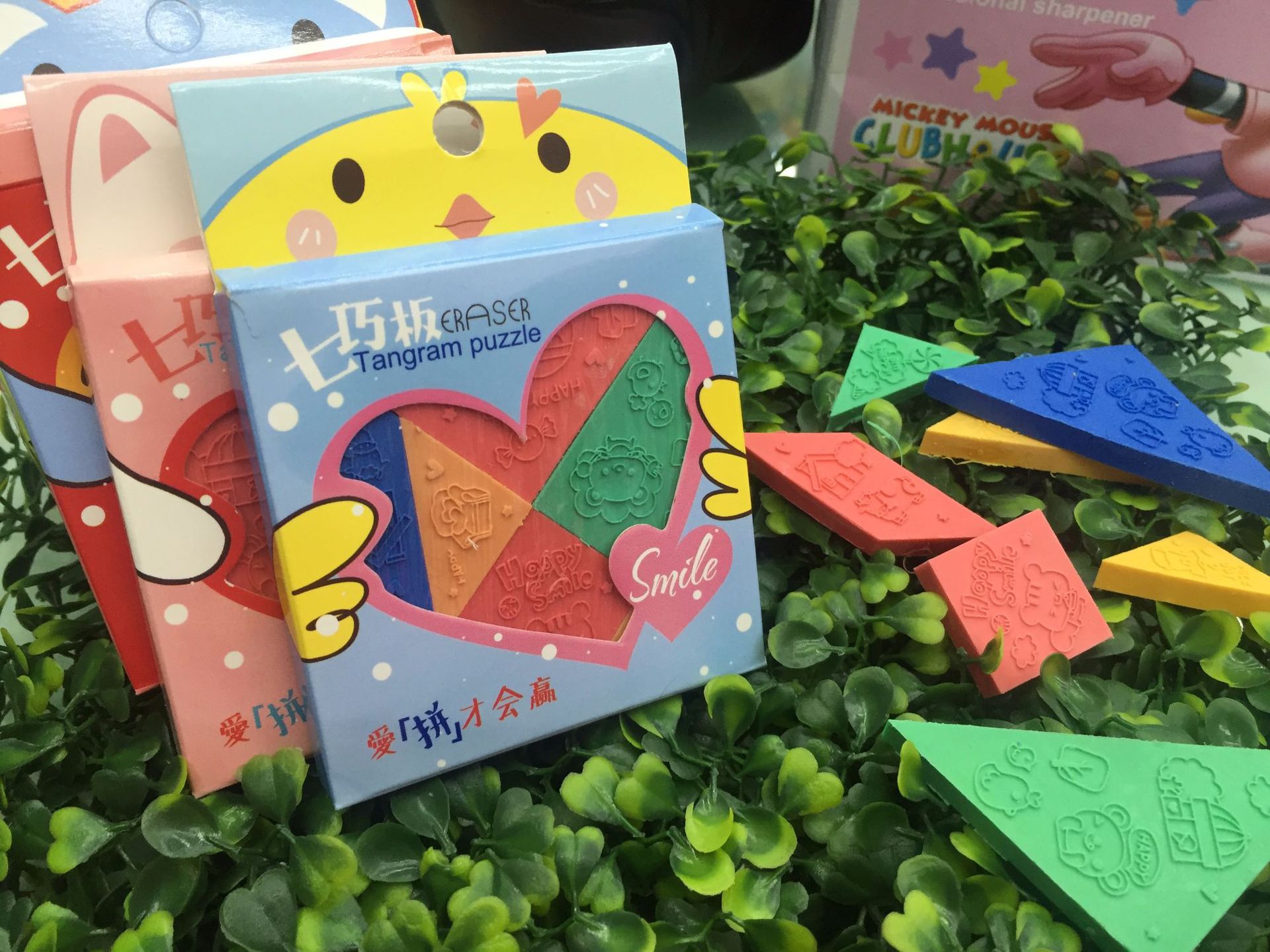 Tangram shape eraser stamp student supplies gift cartoon eraser