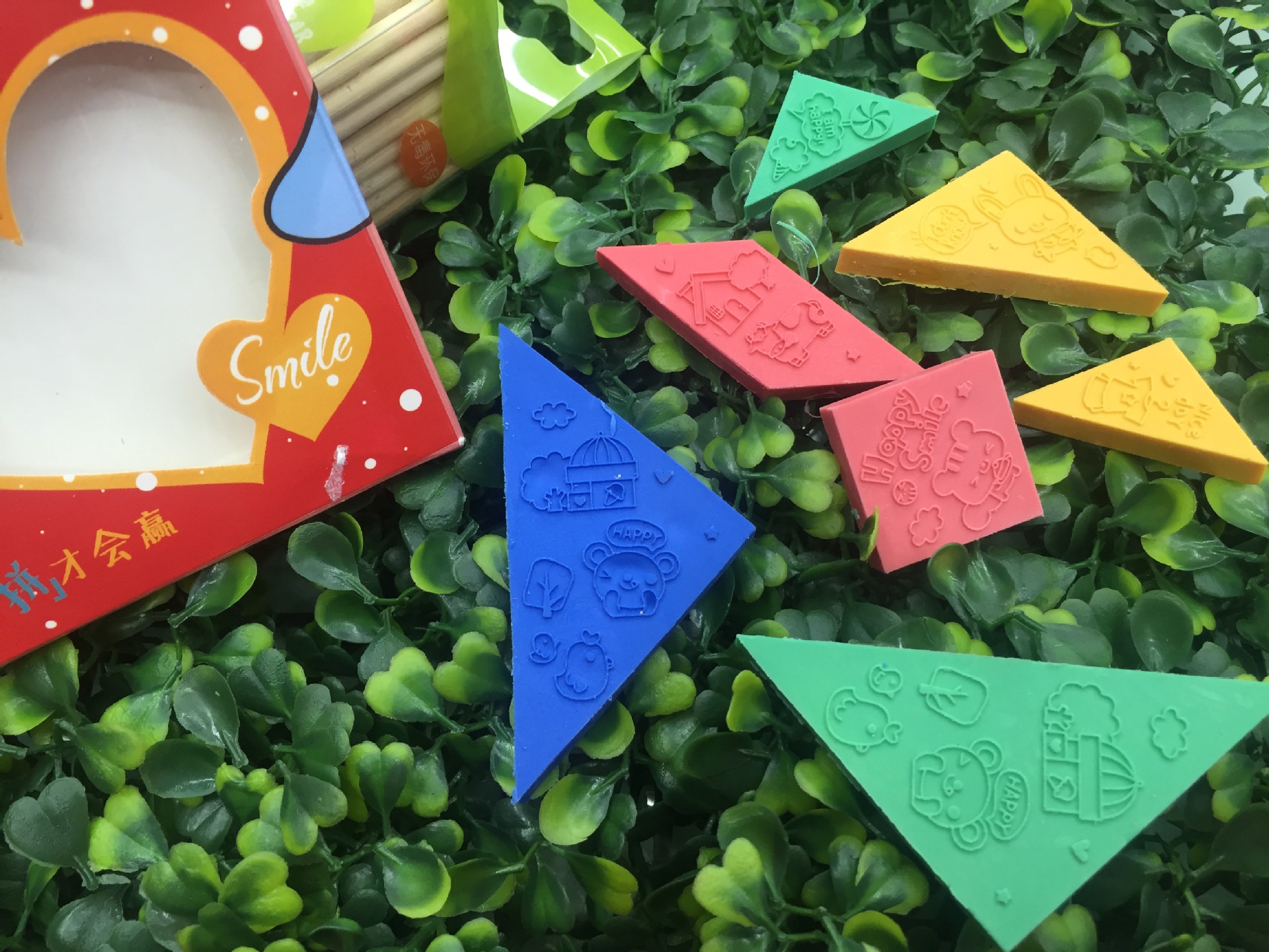 Tangram shape eraser stamp student supplies gift cartoon eraser Tangram shape eraser stamp student supplies gift cartoon eraser