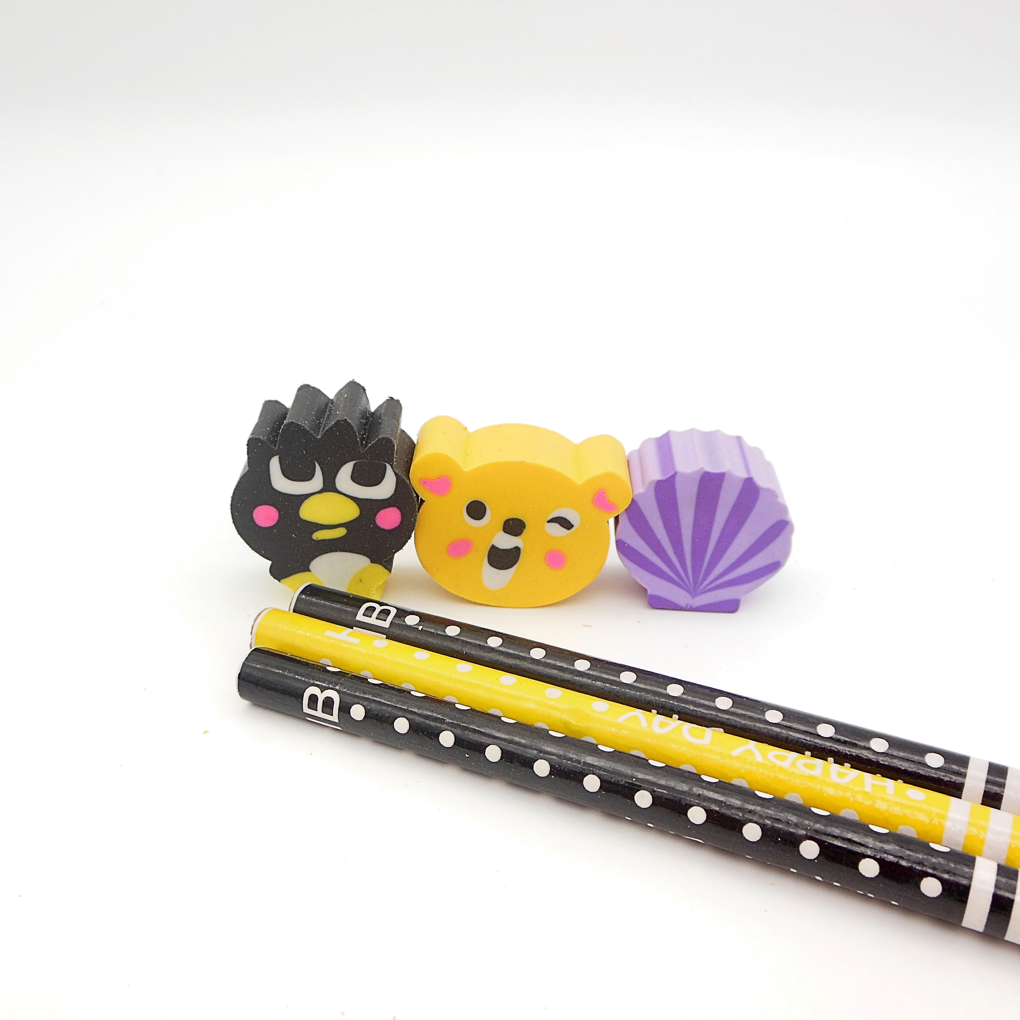 twelve pencils with cartoon animal eraser set for kids