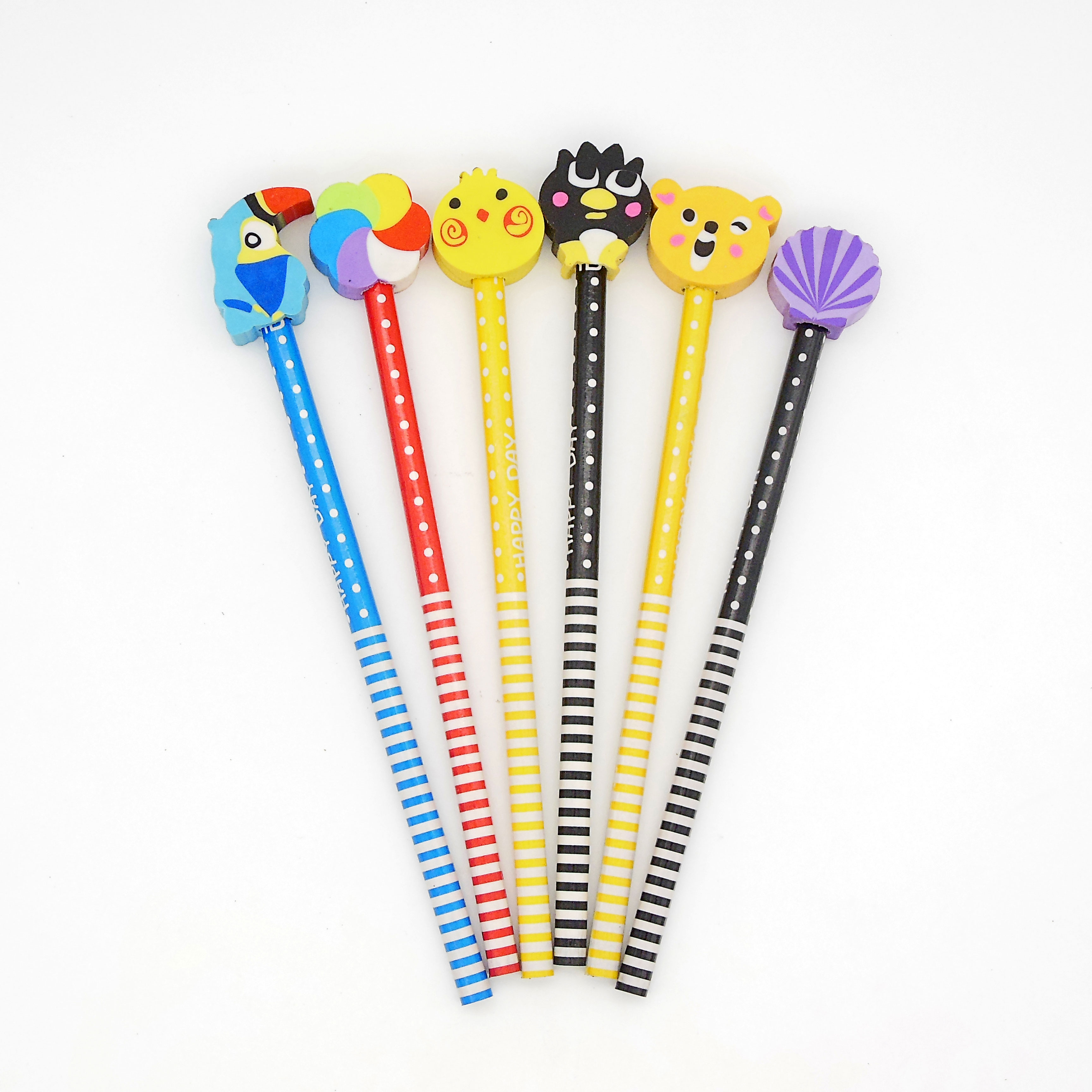 twelve pencils with cartoon animal eraser set for kids twelve pencils with cartoon animal eraser set for kids