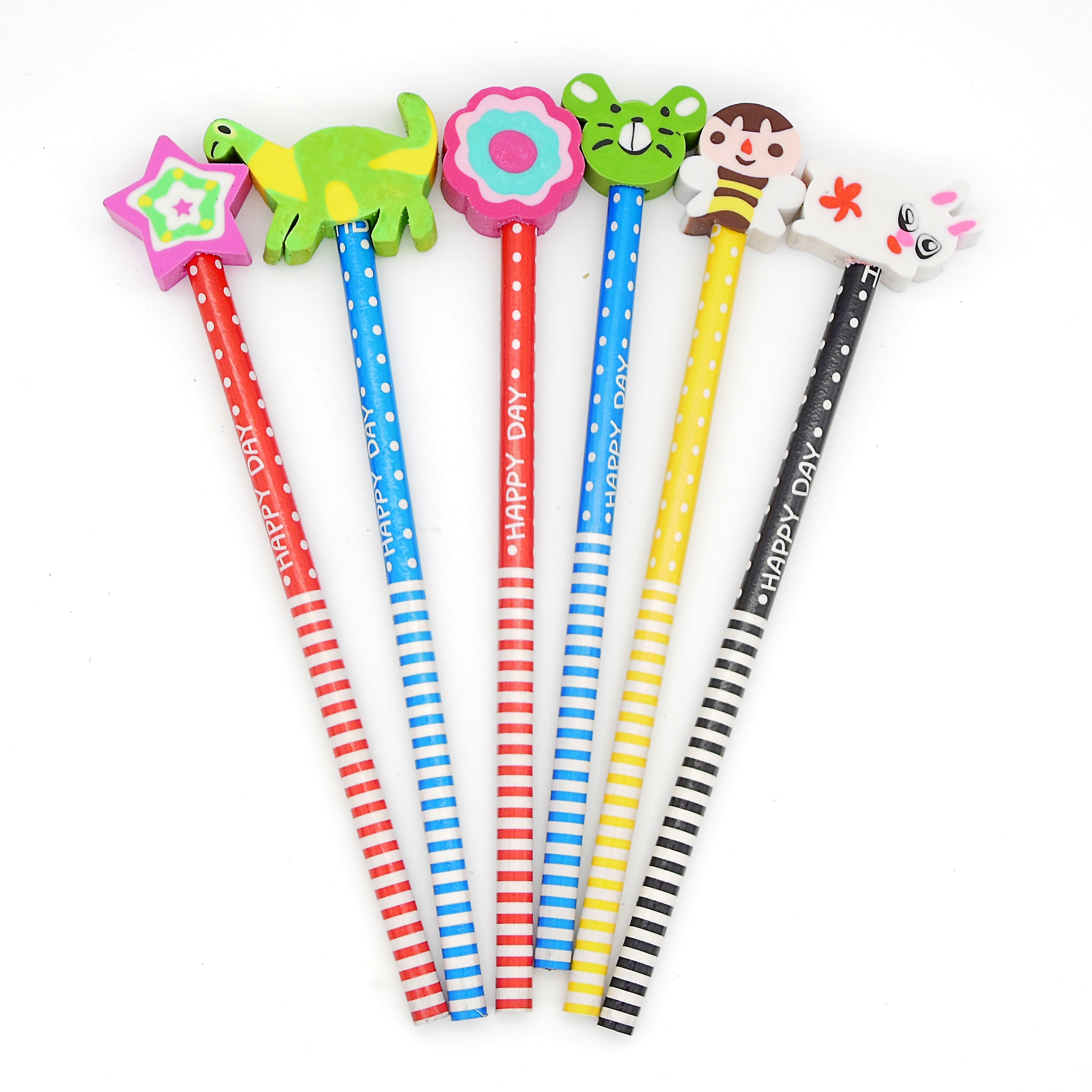 twelve pencils with cartoon animal eraser set for kids twelve pencils with cartoon animal eraser set for kids