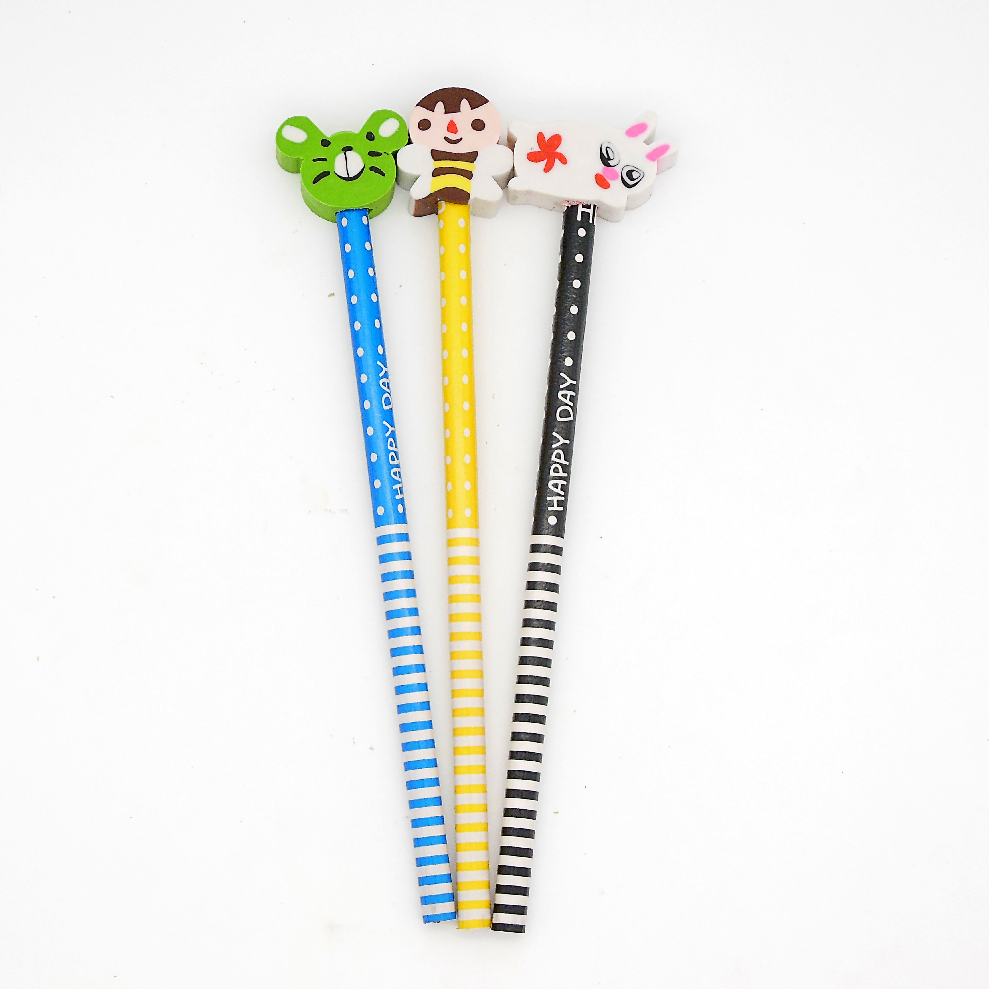twelve pencils with cartoon animal eraser set for kids twelve pencils with cartoon animal eraser set for kids