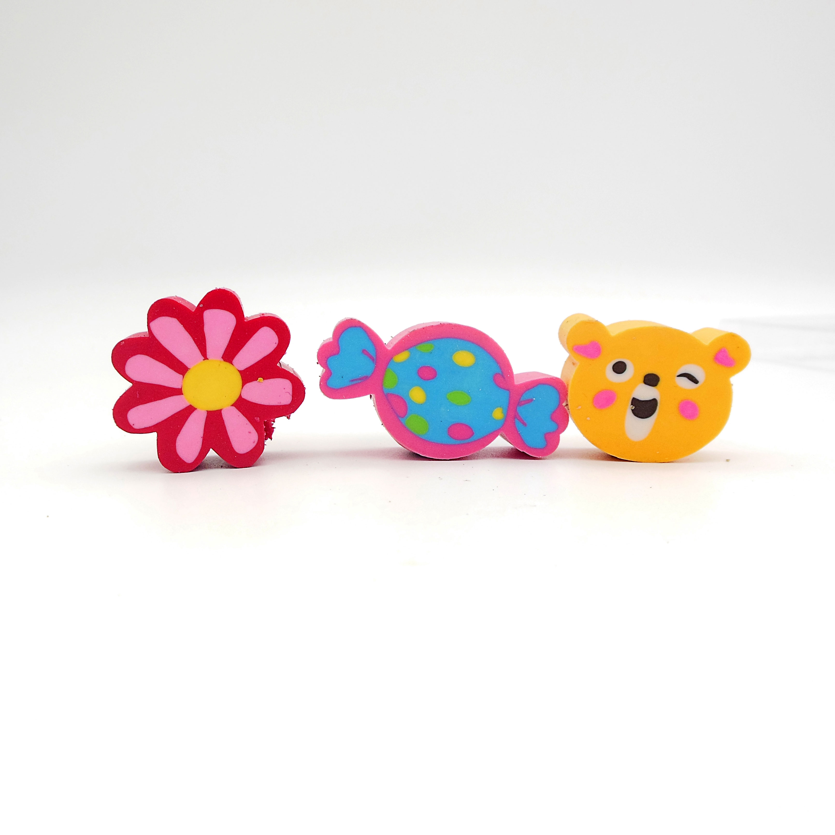 Six pencil with cartoon eraser toppers set for kids