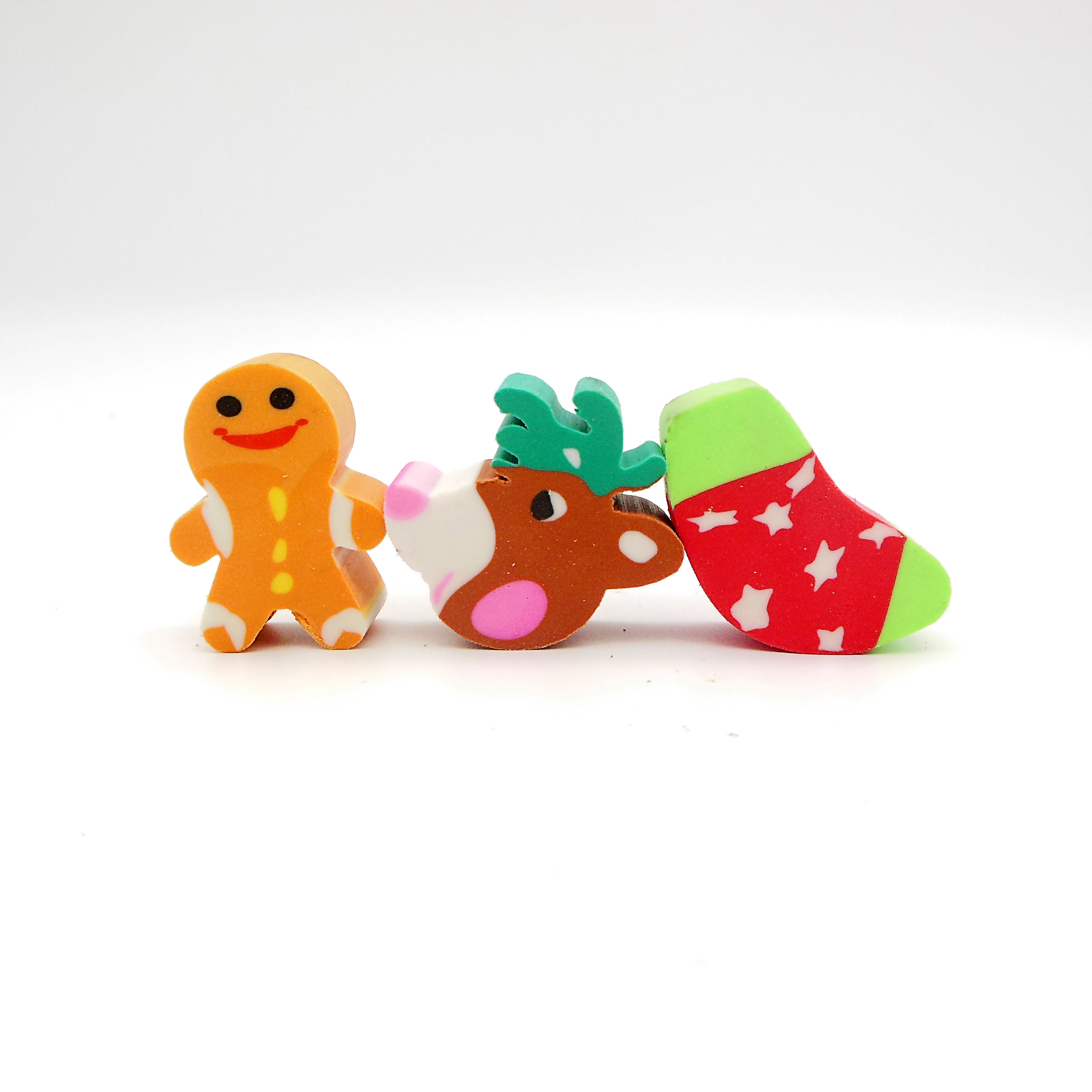 twelve pencil with cartoon christmas eraser set for kids twelve pencil with cartoon christmas eraser set for kids