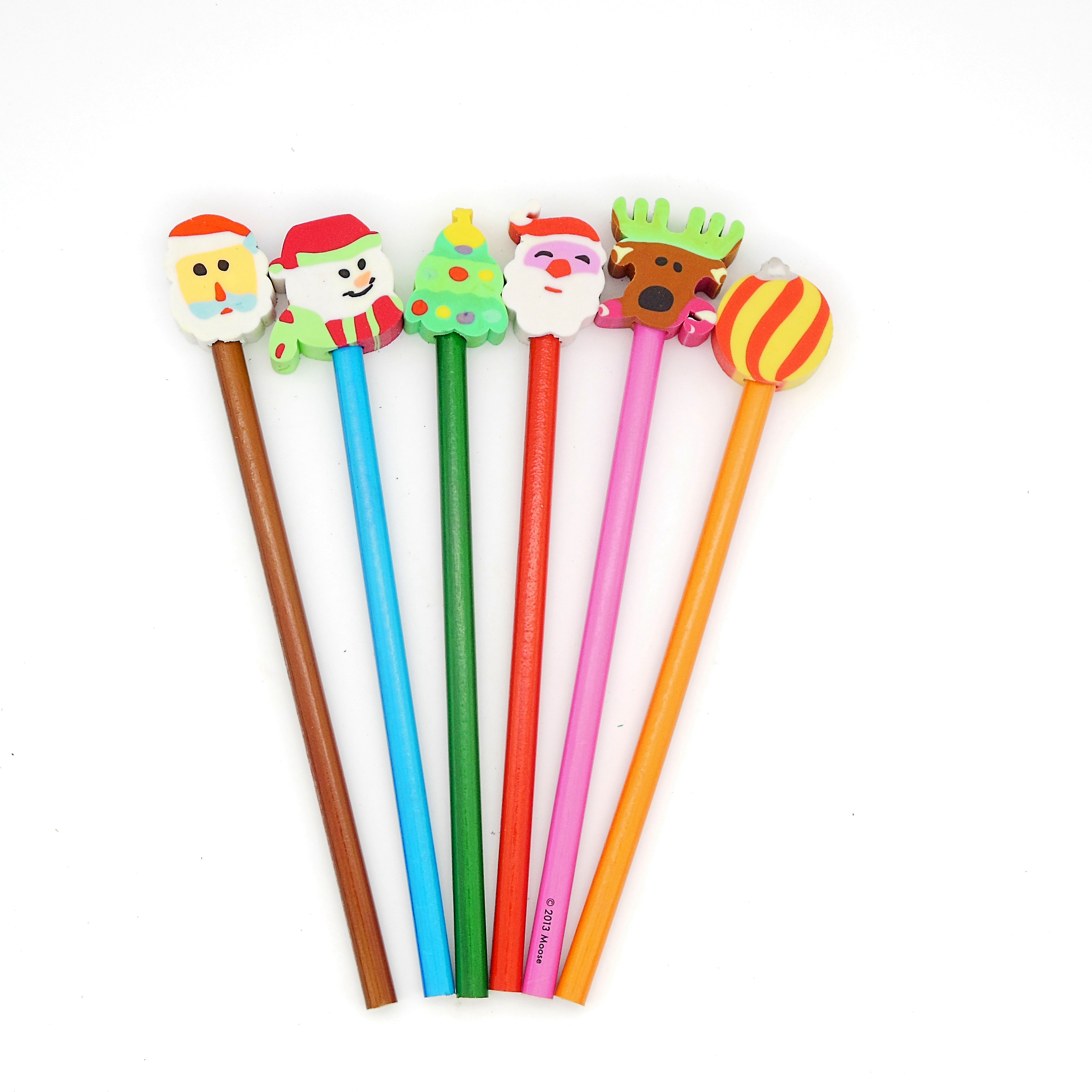 twelve pencil with cartoon christmas eraser set for kids twelve pencil with cartoon christmas eraser set for kids