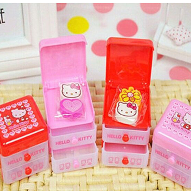 Creative Drawer Box Eraser Double-Layer Storage Box Korean Cartoon Beaded Storage Jar Student 61 Prize Gift