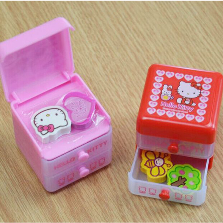 Creative Drawer Box Eraser Double-Layer Storage Box Korean Cartoon Beaded Storage Jar Student 61 Prize Gift