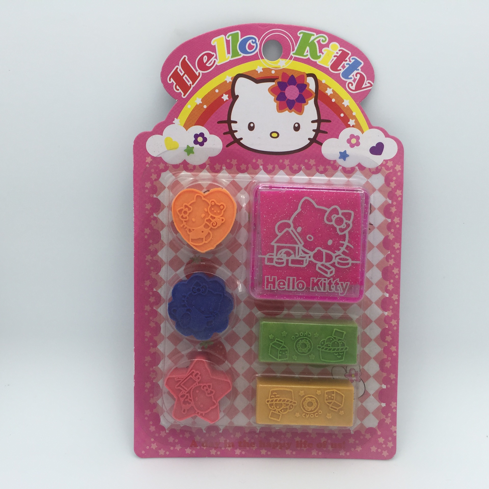 Cartoon geometry eraser stamp five in one combination kids birthday gift student award Cartoon geometry eraser stamp five in one combination kids birthday gift student award