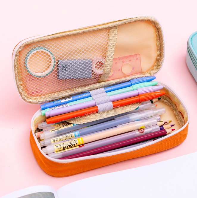 Solid-color pencil bag Oxford cloth pencil bag stationery bag pencil-box pencil-box Large-capacity pencil-box