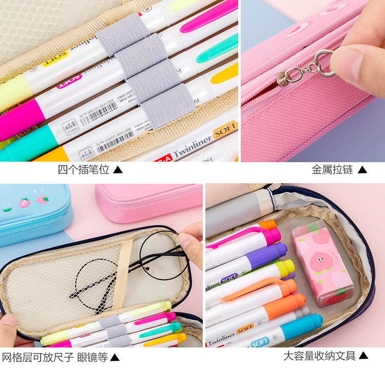 Large capacity pencil bag pencil bag stationery bag fruit pencil bag Student storage box new pencil-box pencil box