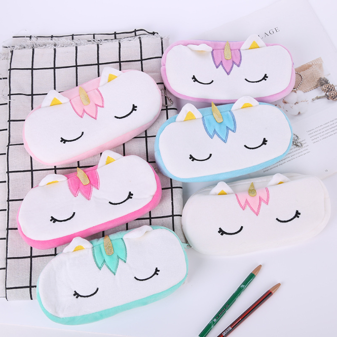 Unicorn pen bag Plush pencil Bag Stationery bag Student storage bag Stationery pack pencil-box stationery box