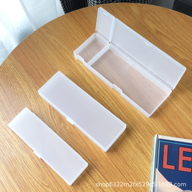 MUJI Stationery Translucent Pencil Box Student Minimalist Frosted TikTok Pencil Case Pp Plastic Pencil-Box