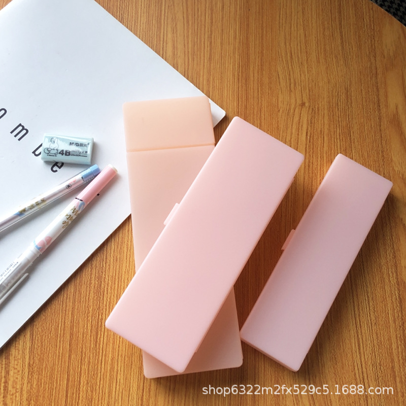 MUJI Stationery Translucent Pencil Box Student Minimalist Frosted TikTok Pencil Case Pp Plastic Pencil-Box