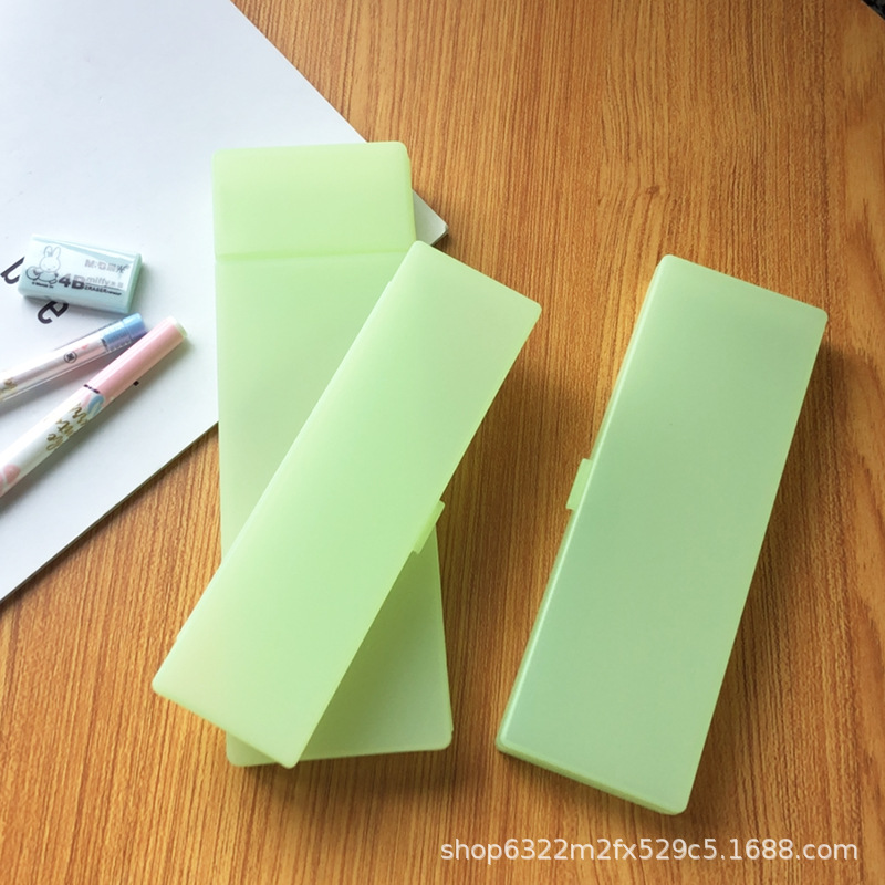MUJI Stationery Translucent Pencil Box Student Minimalist Frosted TikTok Pencil Case Pp Plastic Pencil-Box