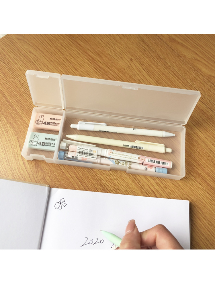 MUJI Stationery Translucent Pencil Box Student Minimalist Frosted TikTok Pencil Case Pp Plastic Pencil-Box MUJI Stationery Translucent Pencil Box Student Minimalist Frosted TikTok Pencil Case Pp Plastic Pencil-Box