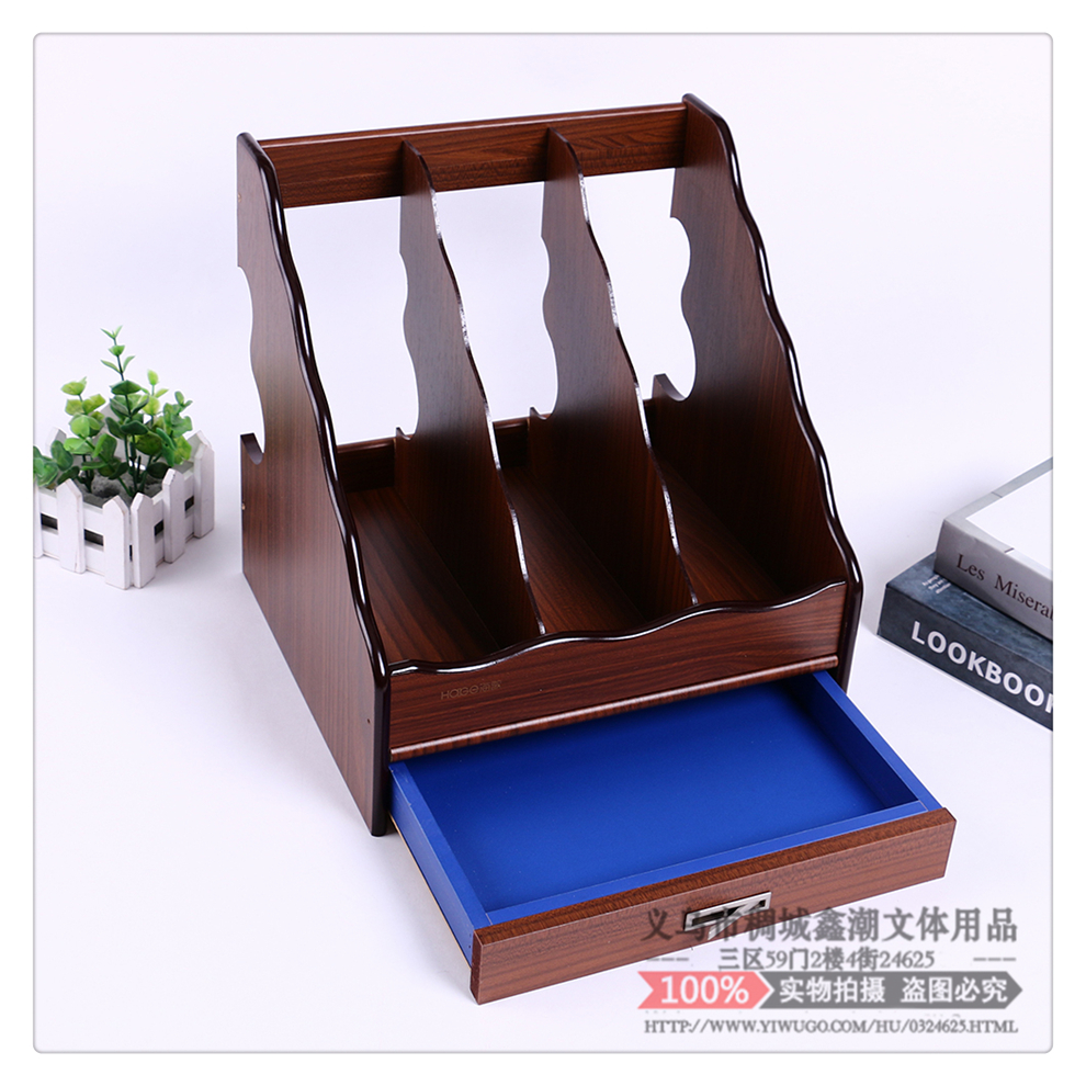 Folder Shelf Desktop Office Wooden Large Classification Storage Rack Book Stand Organizing Books Wooden Shelf