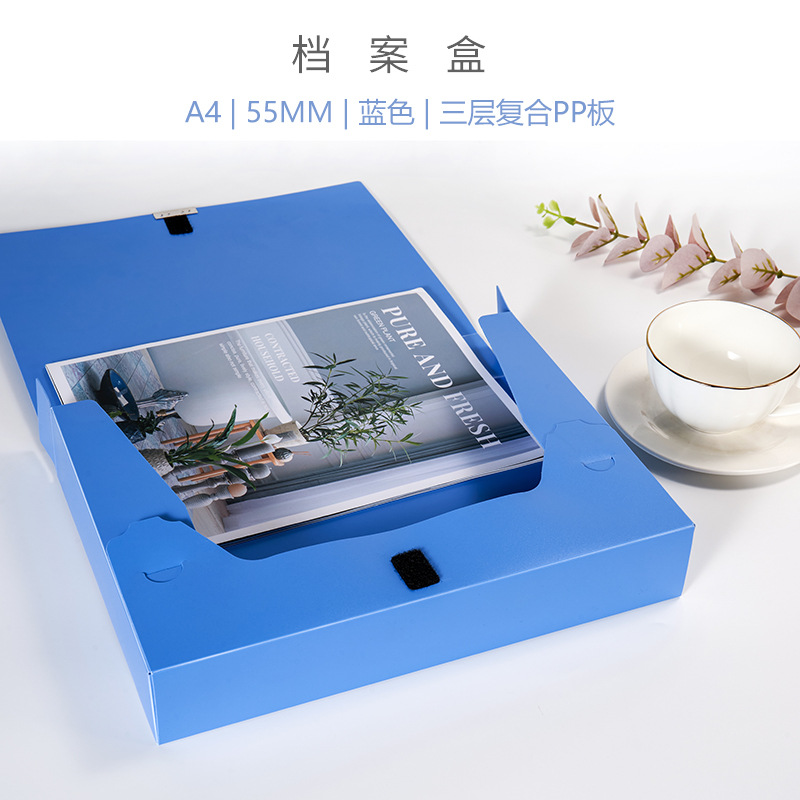 Wholesale Pp File Box Office Supplies 85C Plastic A4 File Box Material Storage Foldable 55mm Folder