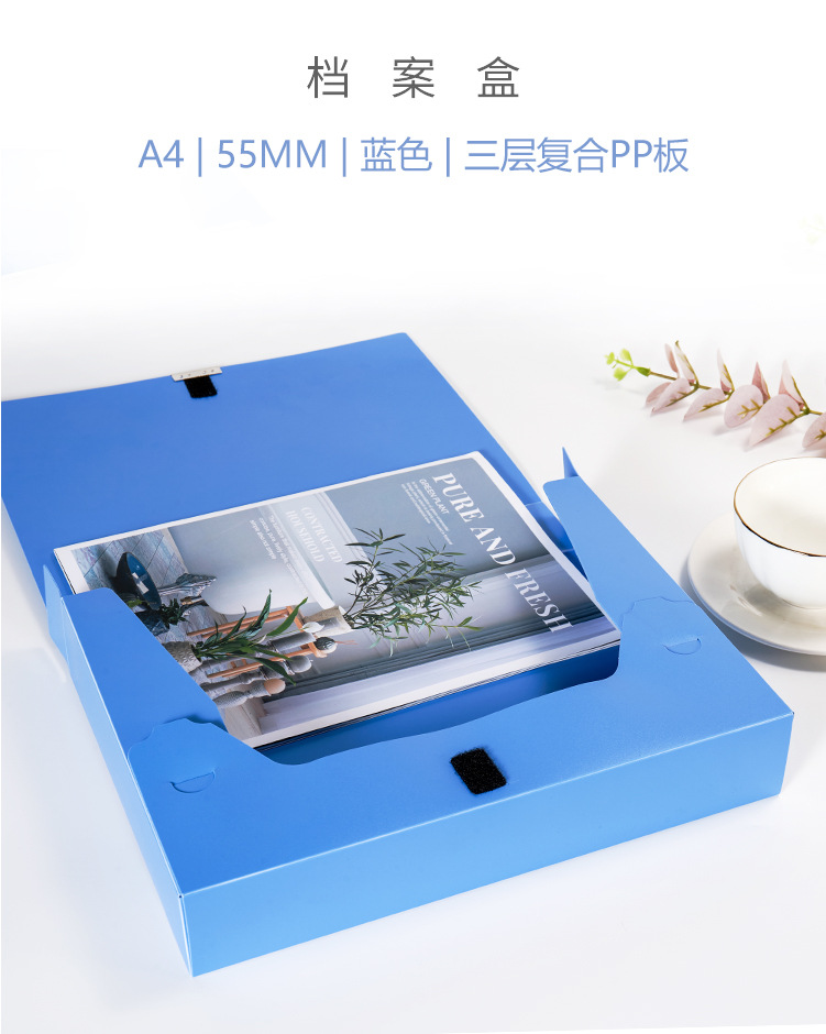 Wholesale Pp File Box Office Supplies 85C Plastic A4 File Box Material Storage Foldable 55mm Folder