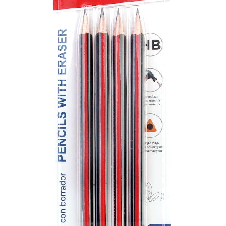 Red and Black Strip Triangle Pole Leather Tip Pointed Pencil HB (MC050-6) Red and Black Strip Triangle Pole Leather Tip Pointed Pencil HB (MC050-6)