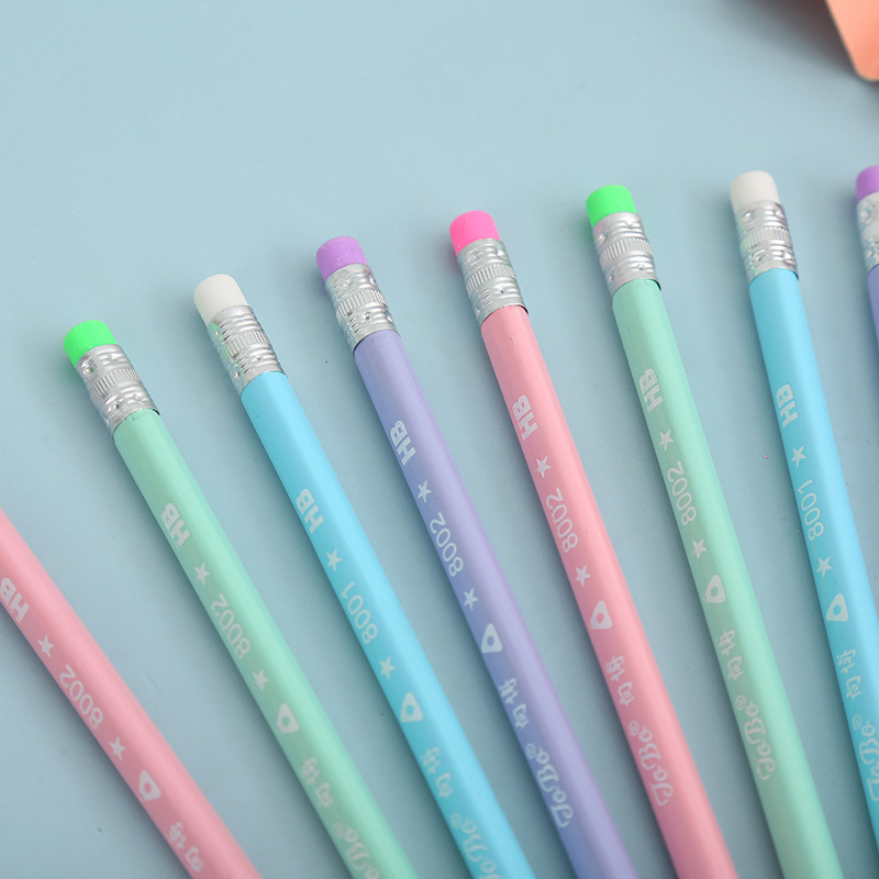 Candy Color Cartoon Pencil HB Children Writing Pencil with Eraser Pencil Kindergarten Student Prize Small Gift Candy Color Cartoon Pencil HB Children Writing Pencil with Eraser Pencil Kindergarten Student Prize Small Gift