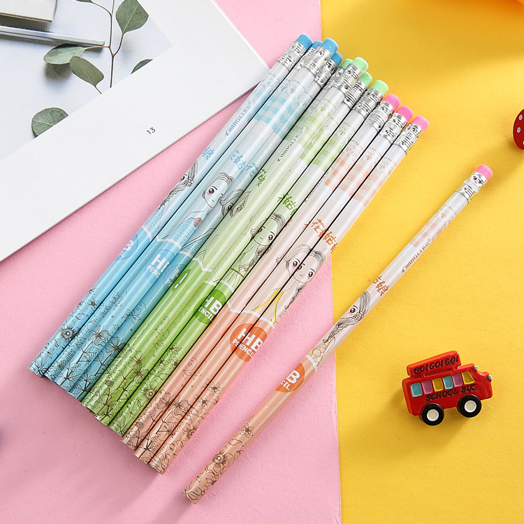 Factory Direct Sales Children&#039;s Cartoon round Writing Pencil HB Elementary School Student Pens for Writing Letters 
