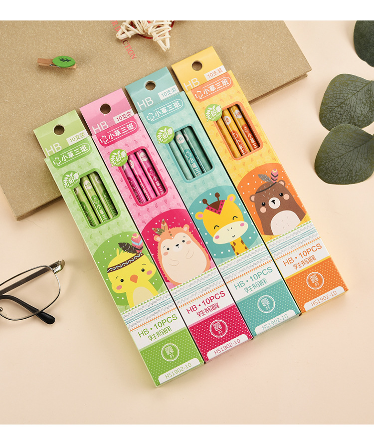 Cartoon 10 PCs Boxed round Brush Pot Small Leather Tip HB Pencil Children's Regular Writing Stationery Wholesale Cartoon 10 PCs Boxed round Brush Pot Small Leather Tip HB Pencil Children's Regular Writing Stationery Wholesale