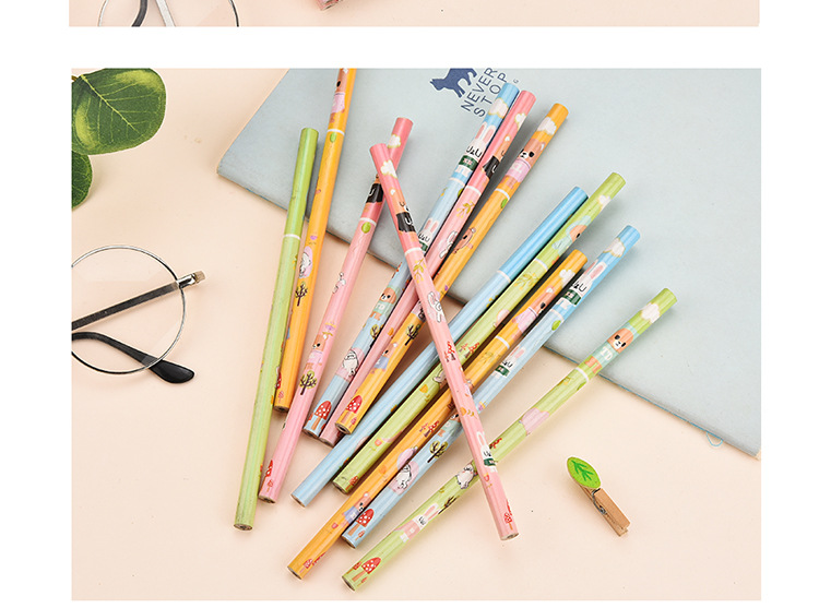 Shunfu Cartoon Mantle round Brush Pot Student Children Writing HB Log Pencil Learning Prize Stationery Wholesale