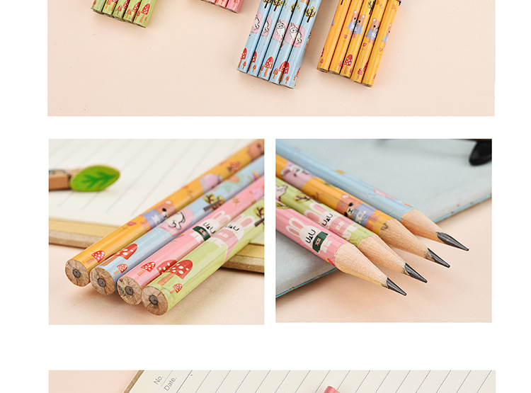 Shunfu Cartoon Mantle round Brush Pot Student Children Writing HB Log Pencil Learning Prize Stationery Wholesale