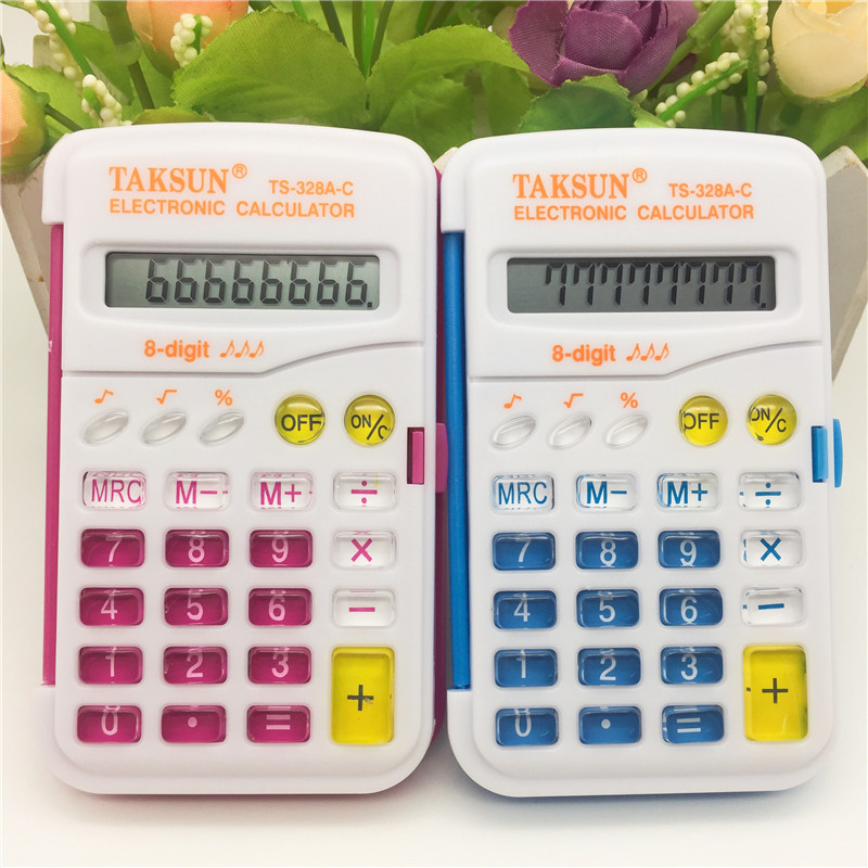 Dexin TS-328A Small Flip Portable Pocket 8-Digit with Didi Sound Calculator Elementary School Student Computer