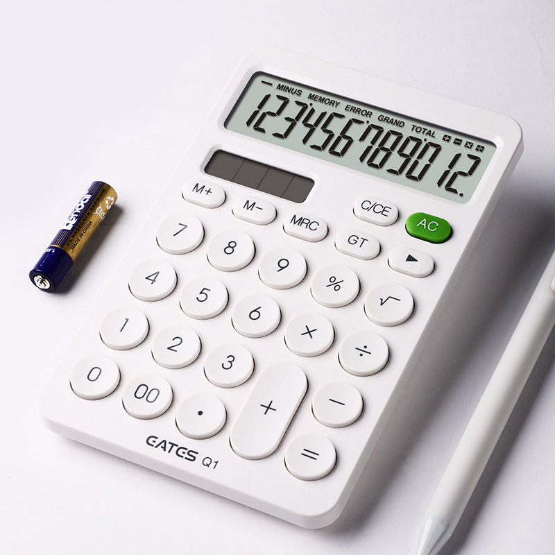 Eates Calculator Q1 round Button Internet Celebrity Solar Dual Power Fashion Accounting Office Finance Simple Ins