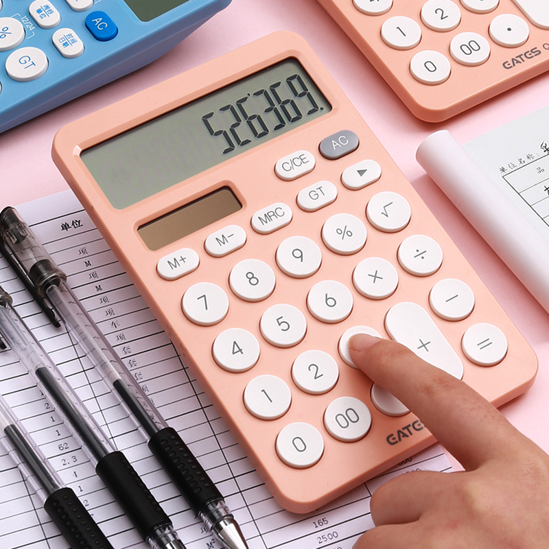 Eates Calculator Q1 round Button Internet Celebrity Solar Dual Power Fashion Accounting Office Finance Simple Ins