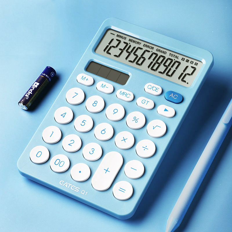 Eates Calculator Q1 round Button Internet Celebrity Solar Dual Power Fashion Accounting Office Finance Simple Ins