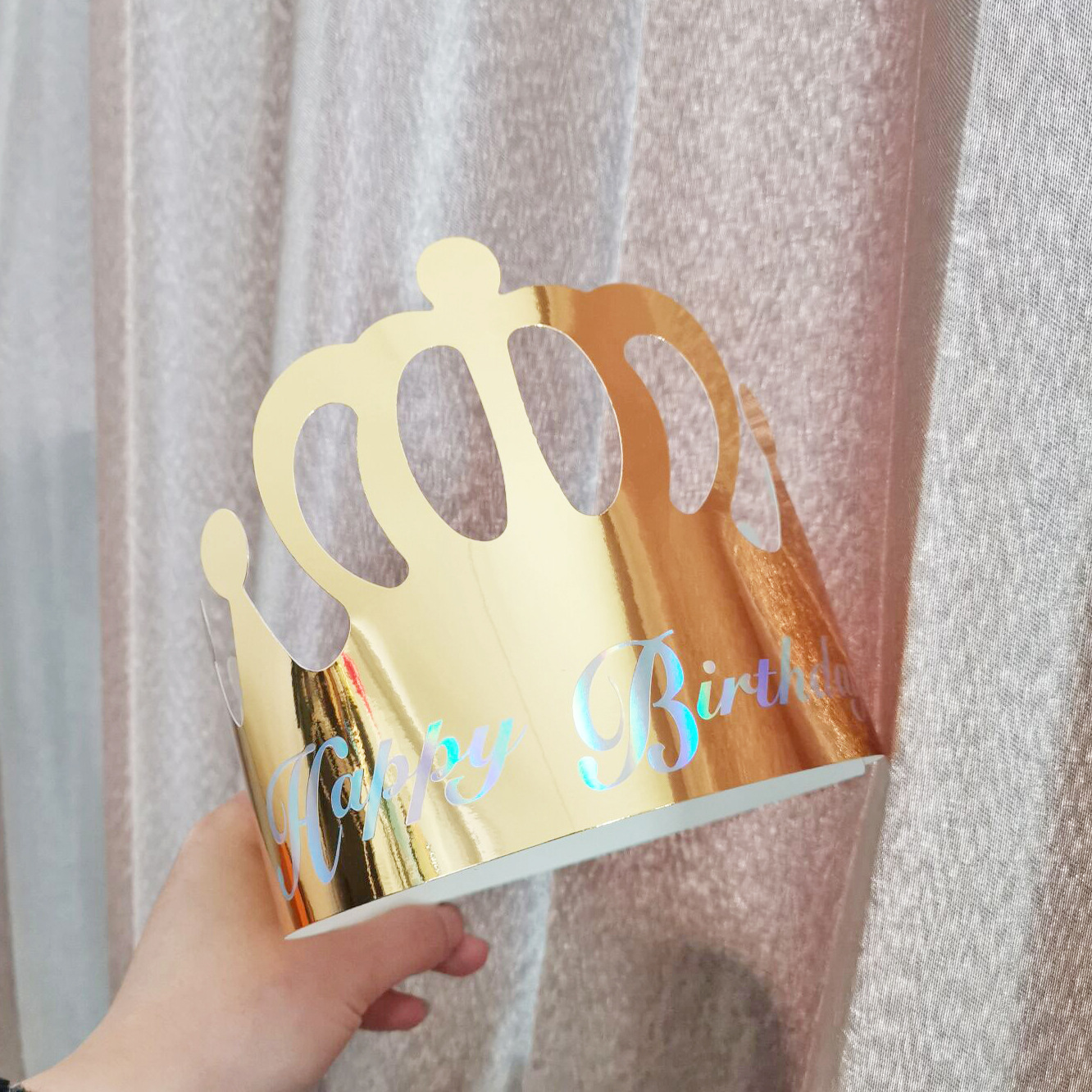 Factory Wholesale Paper Crown Birthday Hat Birthday Decoration Supplies Laser Bright Gold Card Birthday Cake Hat