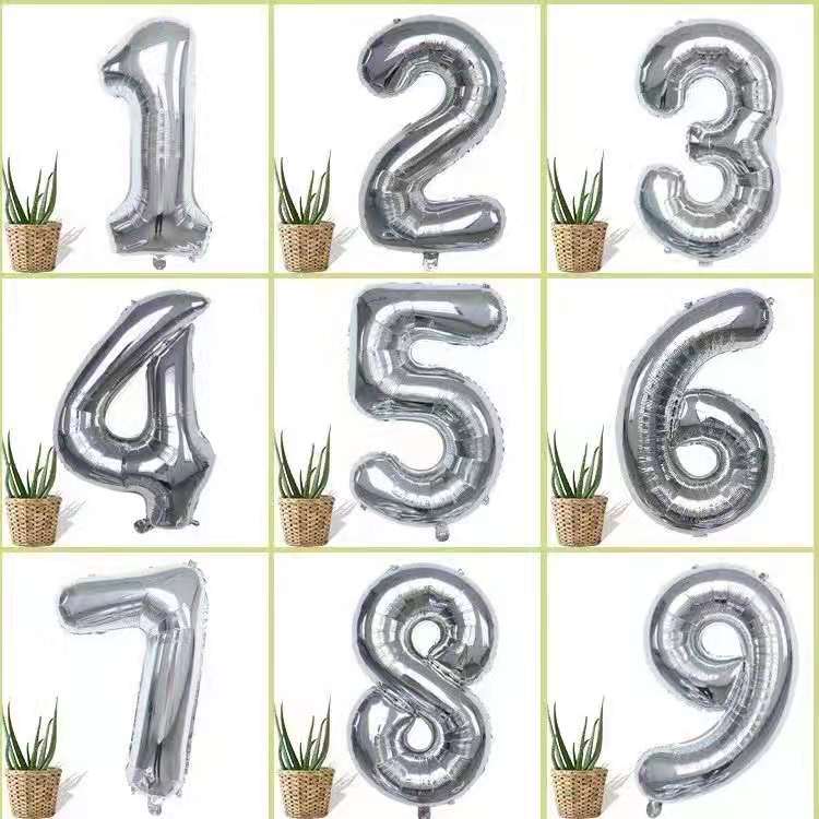 32-Inch Gradient Color Digital Balloon Children&#039;s Birthday Decoration Balloon Crown Digital Aluminum Film Balloon Factory Wholesale