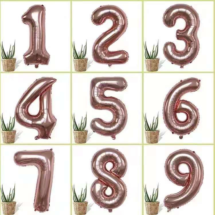32-Inch Gradient Color Digital Balloon Children's Birthday Decoration Balloon Crown Digital Aluminum Film Balloon Factory Wholesale