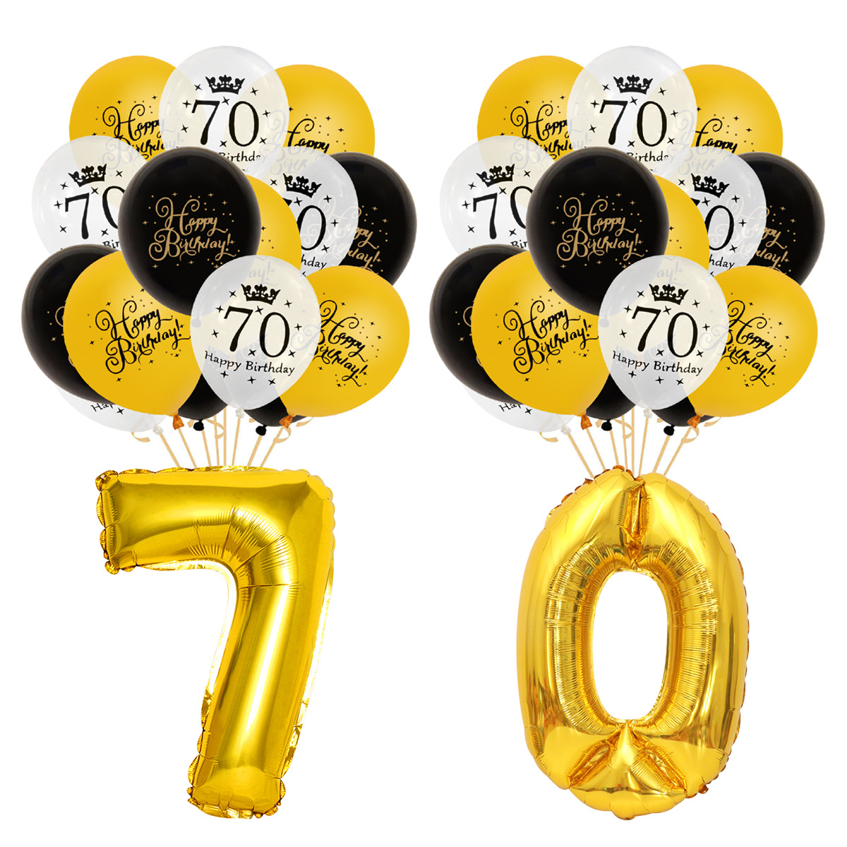 Cross-Border 70 Digital Crown 12-Inch Rubber Balloons Adult Birthday Party Gathering Decorative Background