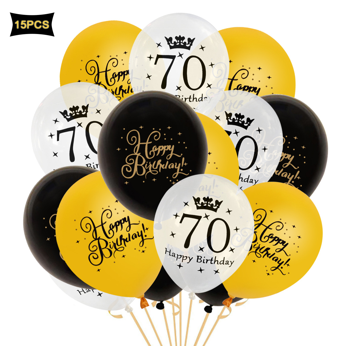 Cross-Border 70 Digital Crown 12-Inch Rubber Balloons Adult Birthday Party Gathering Decorative Background