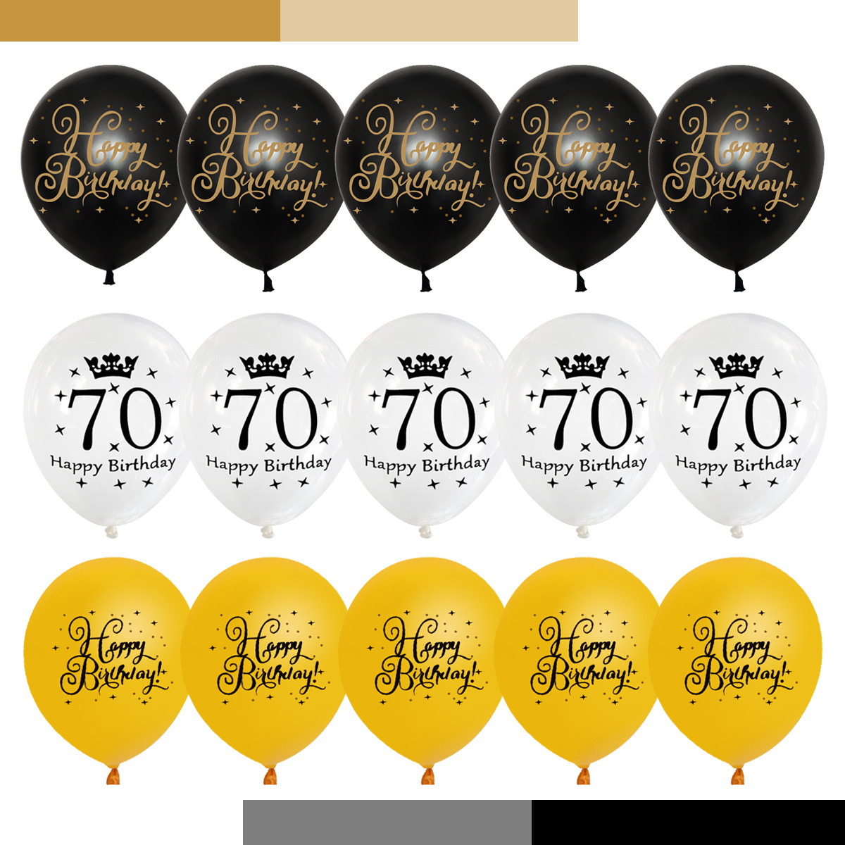 Cross-Border 70 Digital Crown 12-Inch Rubber Balloons Adult Birthday Party Gathering Decorative Background