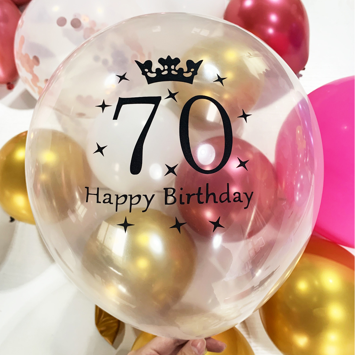 Cross-Border 70 Digital Crown 12-Inch Rubber Balloons Adult Birthday Party Gathering Decorative Background